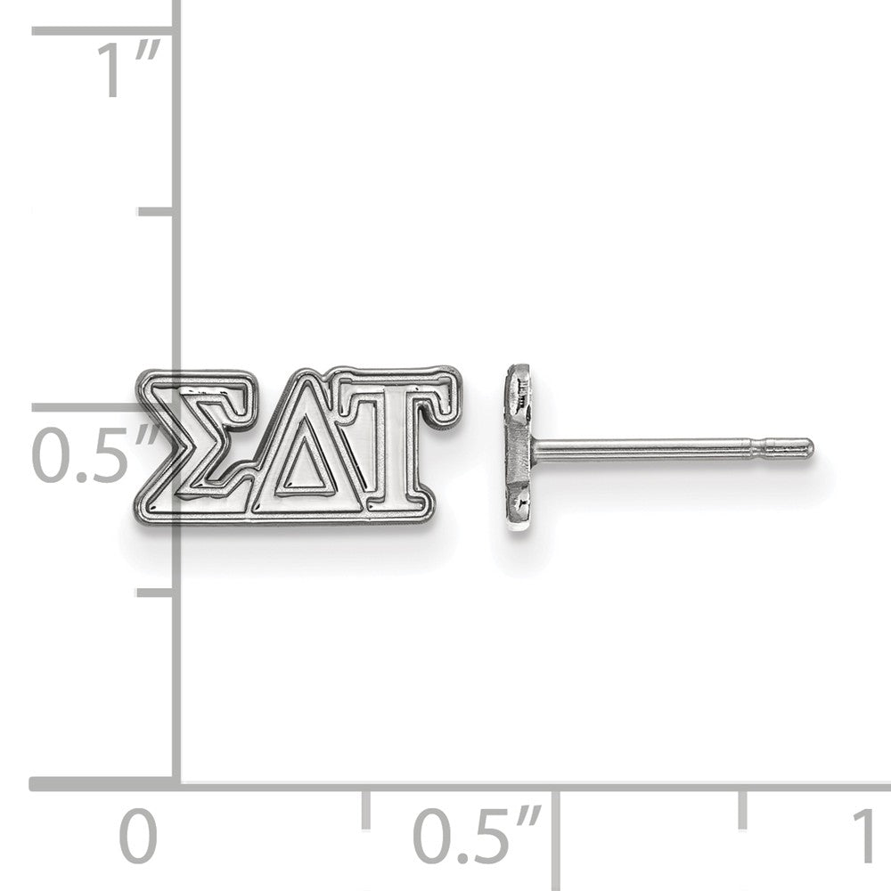 Alternate view of the Sterling Silver Sigma Delta Tau XS Greek Letters Post Earrings by The Black Bow Jewelry Co.