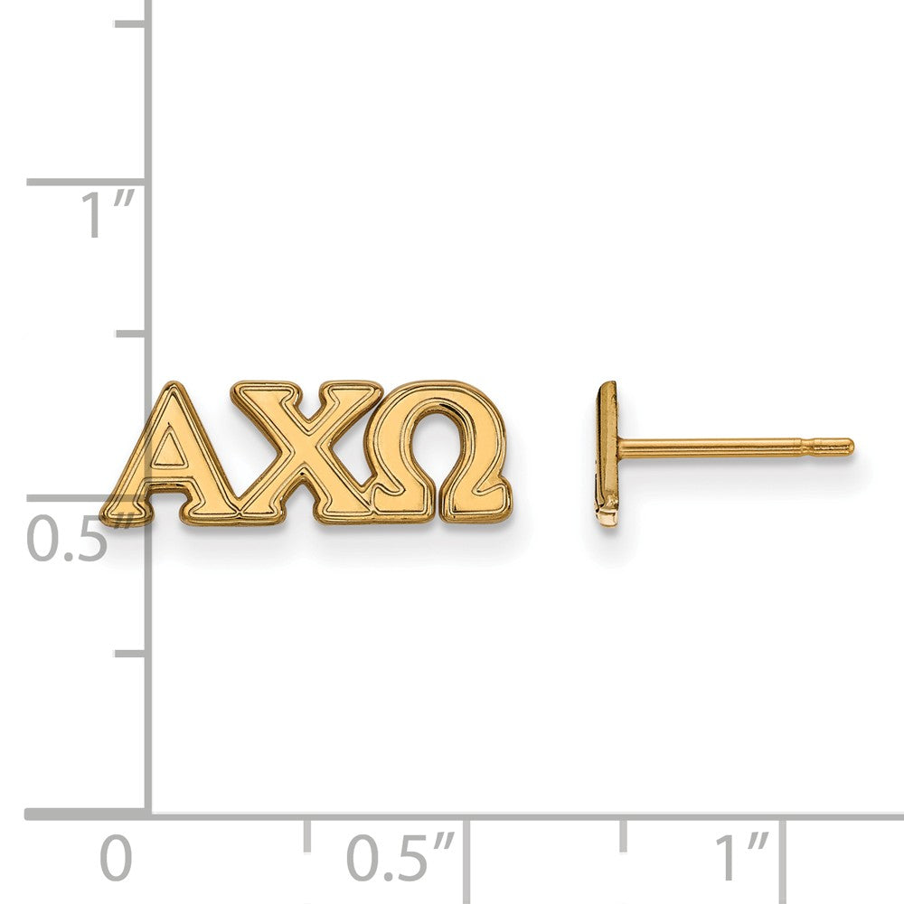 Alternate view of the 14K Plated Silver Alpha Chi Omega XS Post Earrings by The Black Bow Jewelry Co.