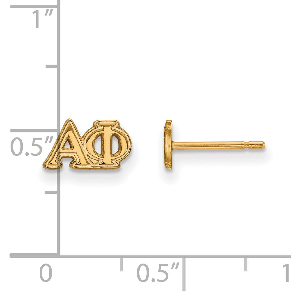 Alternate view of the 14K Plated Silver Alpha Phi XS Greek Letters Post Earrings by The Black Bow Jewelry Co.