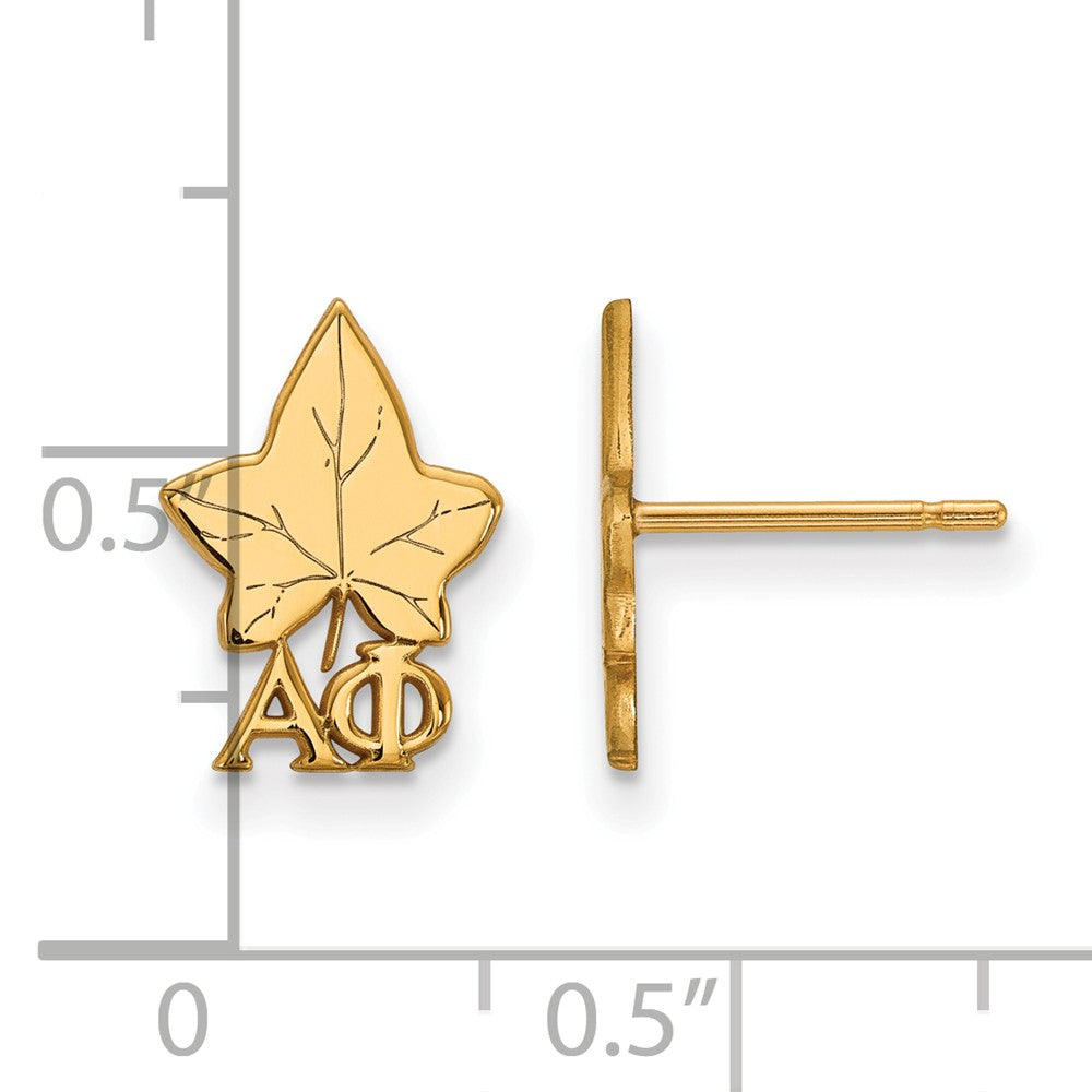 Alternate view of the 14K Plated Silver Alpha Phi XS Post Earrings by The Black Bow Jewelry Co.