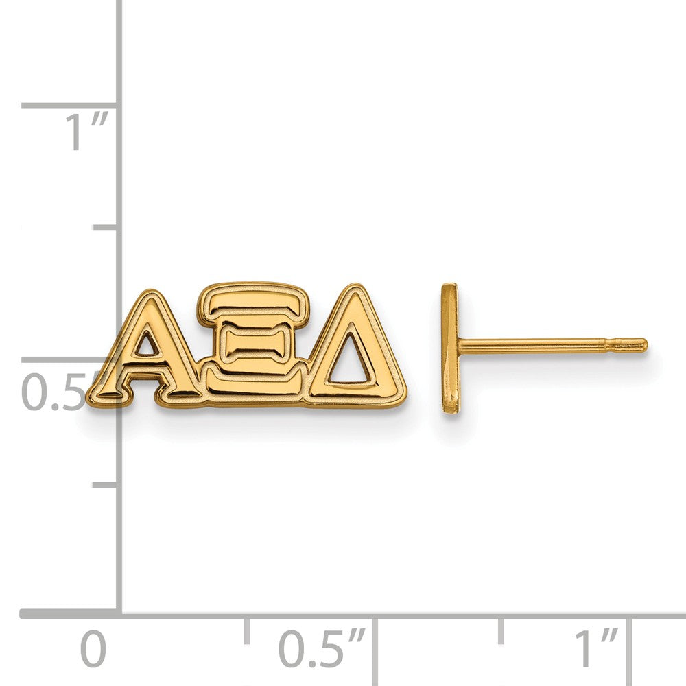Alternate view of the 14K Plated Silver Alpha Xi Delta XS Greek Letters Post Earrings by The Black Bow Jewelry Co.