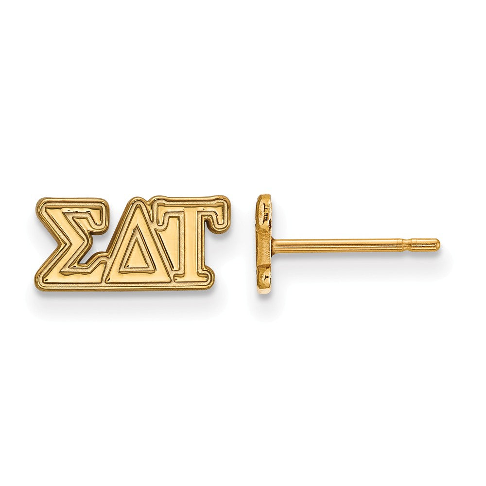 14K Plated Silver Sigma Delta Tau XS Greek Letters Post Earrings, Item E17502 by The Black Bow Jewelry Co.