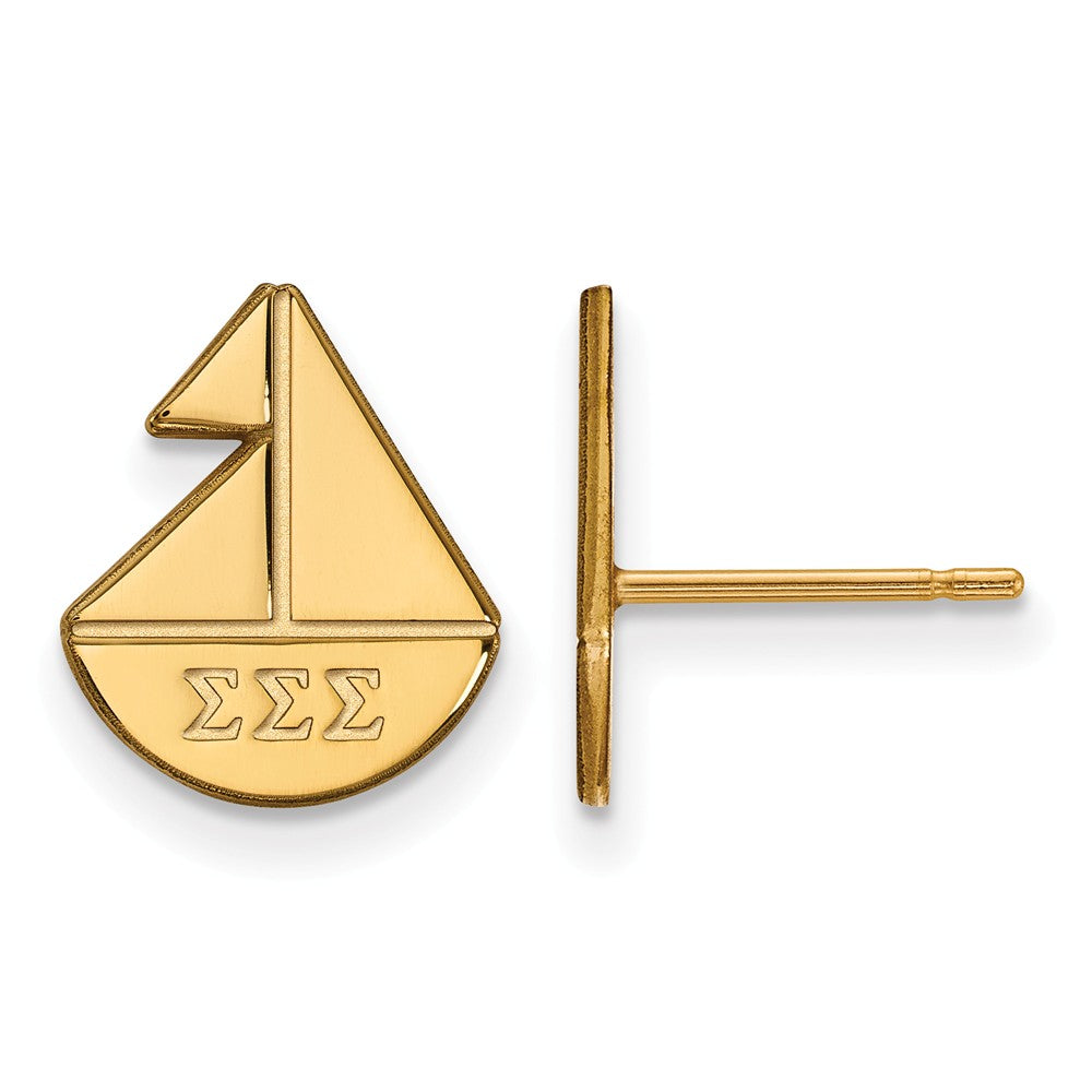 14K Plated Silver Sigma Sigma Sigma XS Post Earrings, Item E17507 by The Black Bow Jewelry Co.
