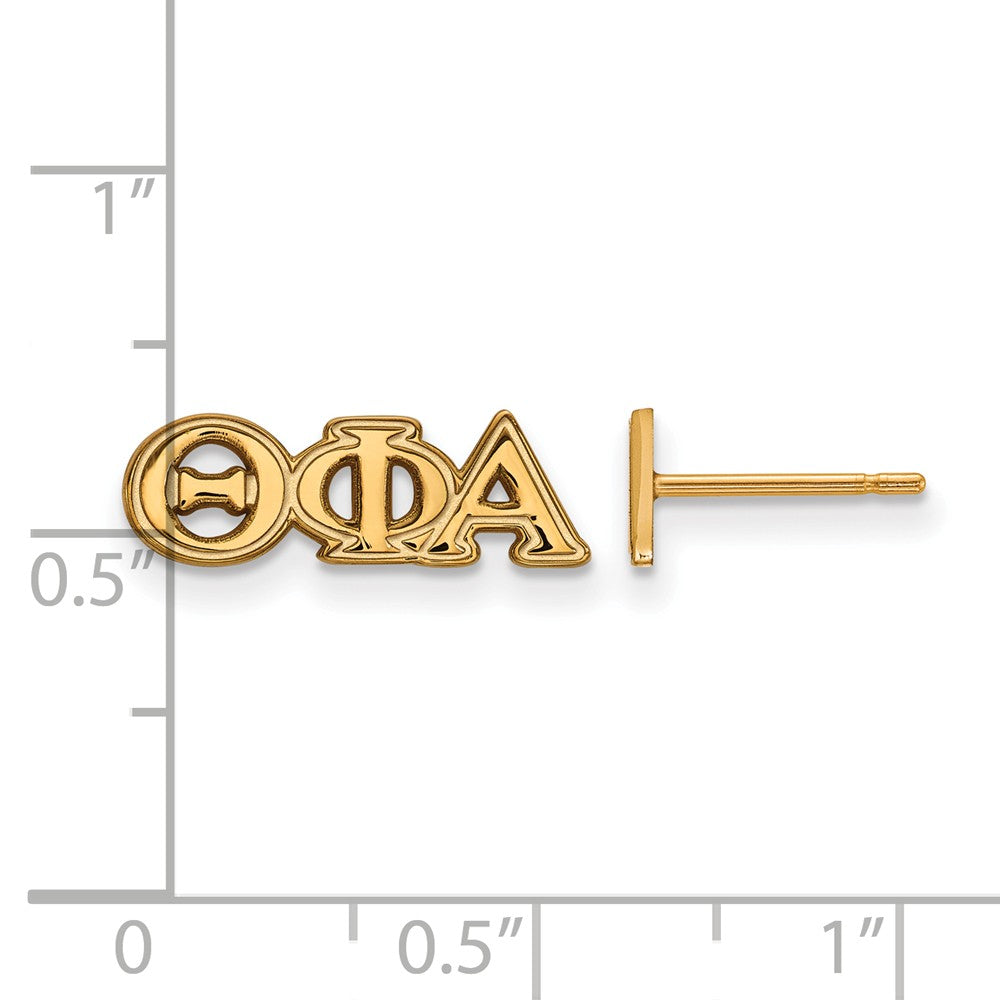 Alternate view of the 14K Plated Silver Theta Phi Alpha XS Greek Letters Post Earrings by The Black Bow Jewelry Co.