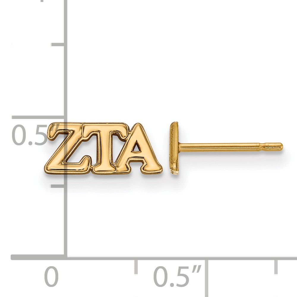 Alternate view of the 14K Plated Silver Zeta Tau Alpha XS Greek Letters Post Earrings by The Black Bow Jewelry Co.
