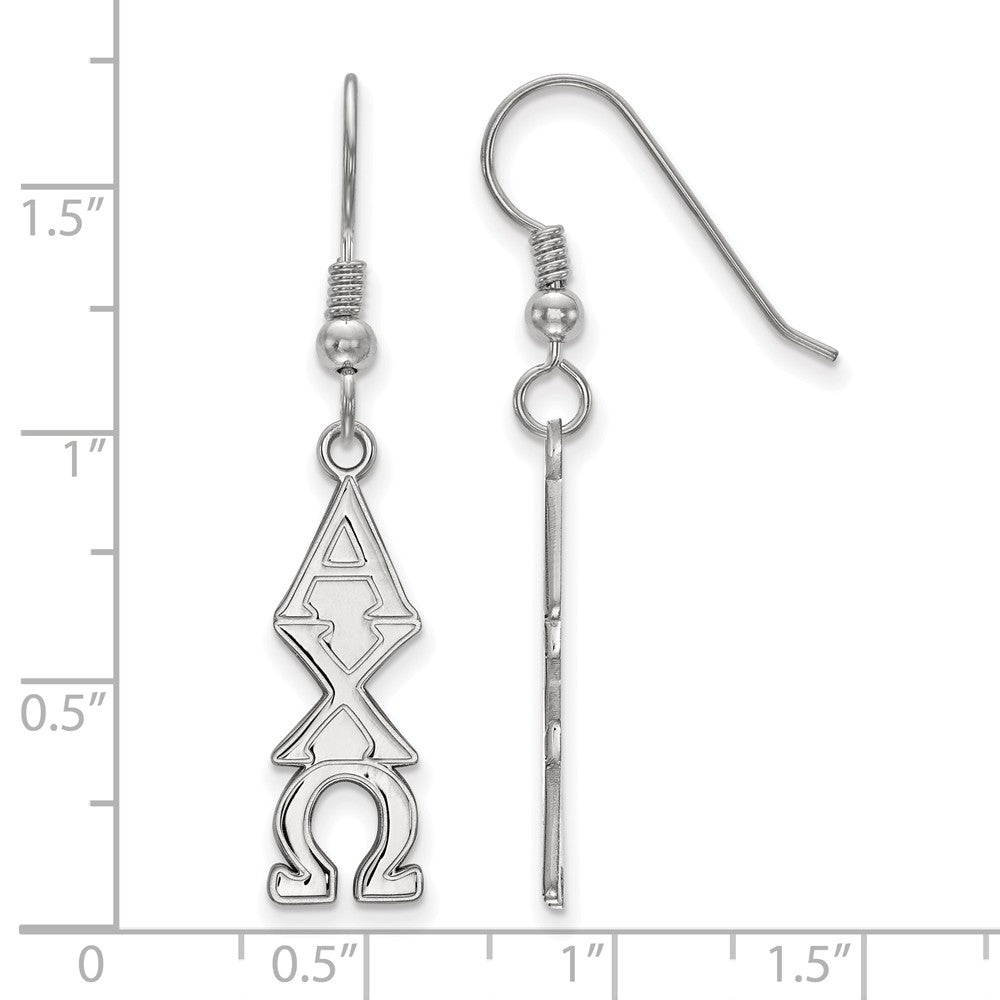 Alternate view of the Sterling Silver Alpha Chi Omega Dangle Small Earrings by The Black Bow Jewelry Co.