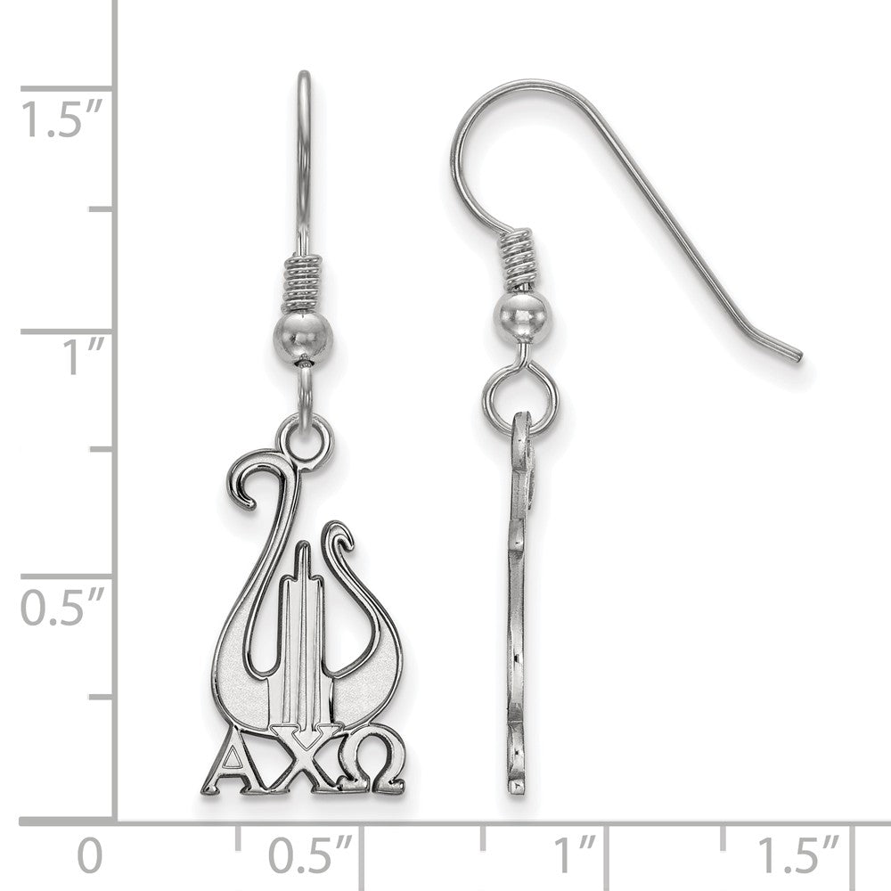 Alternate view of the Sterling Silver Alpha Chi Omega Medium Dangle Earrings by The Black Bow Jewelry Co.