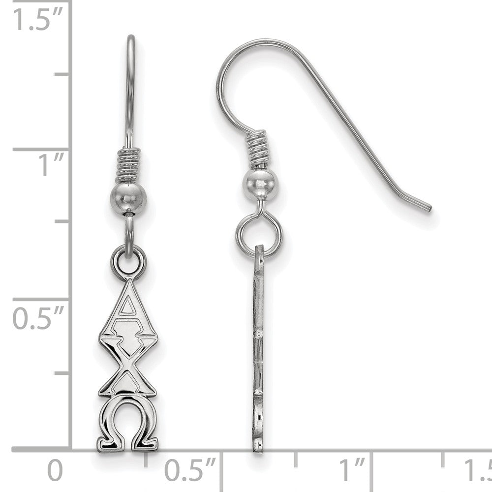 Alternate view of the Sterling Silver Alpha Chi Omega Small Dangle Earrings by The Black Bow Jewelry Co.