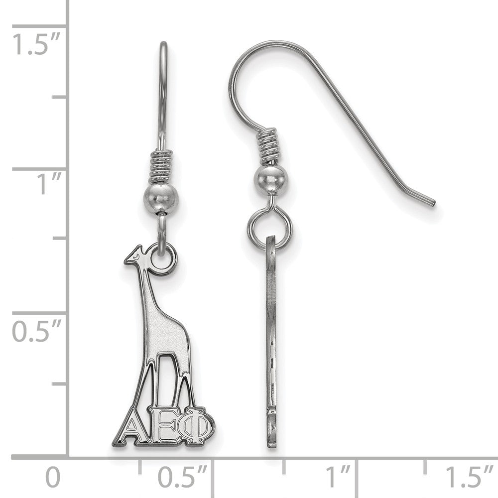 Alternate view of the Sterling Silver Alpha Epsilon Phi Small Dangle Earrings by The Black Bow Jewelry Co.