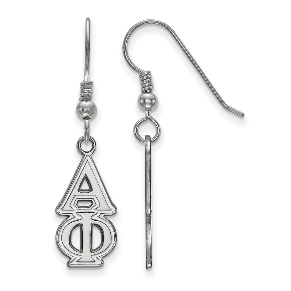 Sterling Silver Alpha Phi Dangle Medium Earrings, Item E17527 by The Black Bow Jewelry Co.