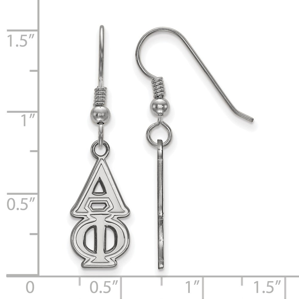 Alternate view of the Sterling Silver Alpha Phi Dangle Medium Earrings by The Black Bow Jewelry Co.