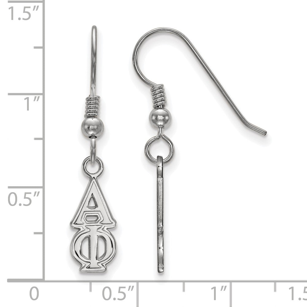 Alternate view of the Sterling Silver Small Alpha Phi Dangle Earrings by The Black Bow Jewelry Co.