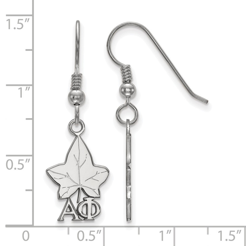 Alternate view of the Sterling Silver Alpha Phi Small Dangle Earrings by The Black Bow Jewelry Co.