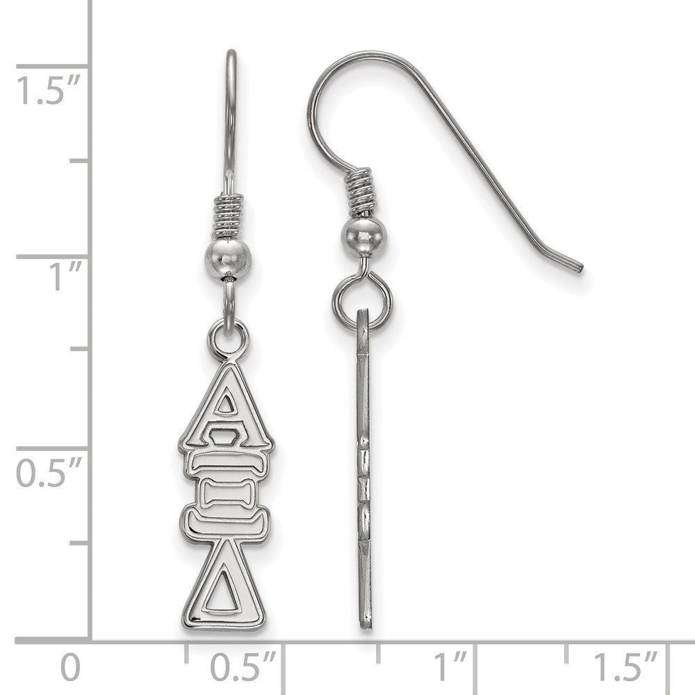Alternate view of the Sterling Silver Alpha Xi Delta Dangle Medium Earrings by The Black Bow Jewelry Co.