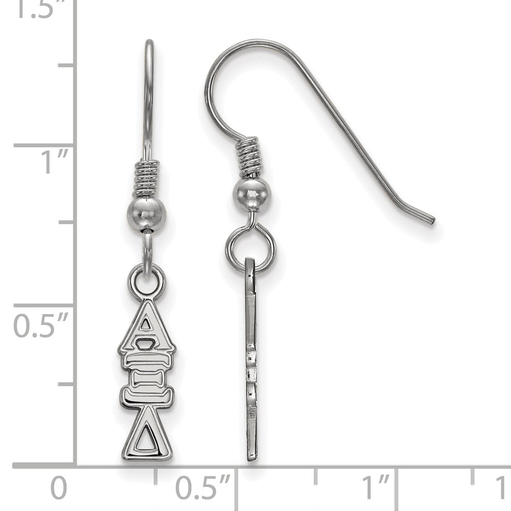 Alternate view of the Sterling Silver Small Alpha Xi Delta Dangle Earrings by The Black Bow Jewelry Co.