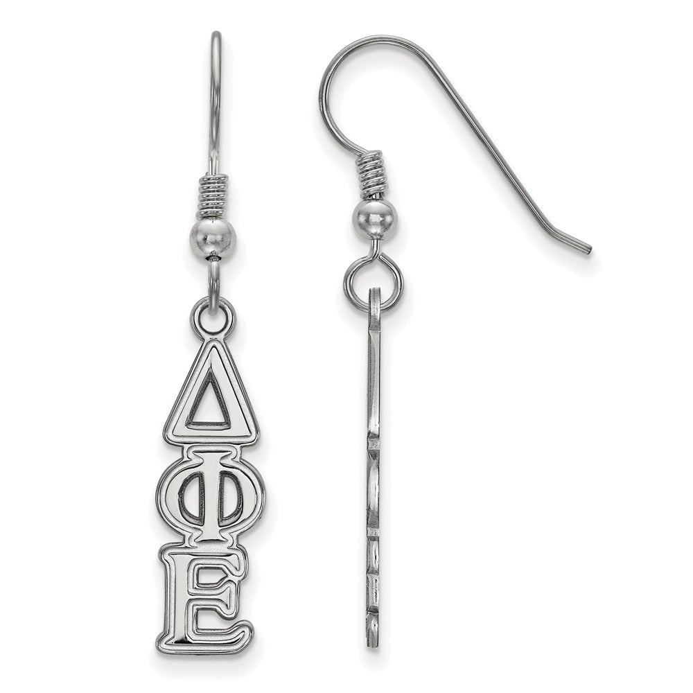 Sterling Silver Delta Phi Epsilon Dangle Small Earrings, Item E17548 by The Black Bow Jewelry Co.