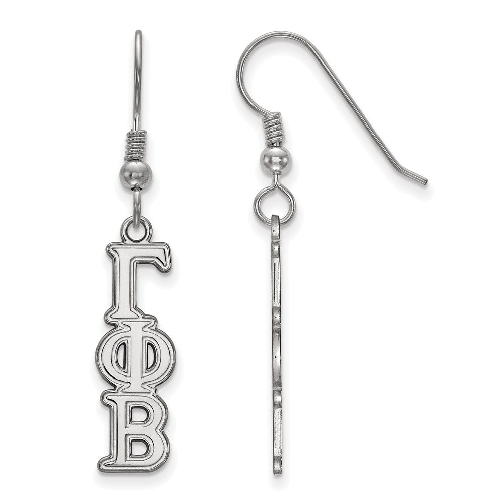 Sterling Silver Gamma Phi Beta Dangle Small Earrings, Item E17554 by The Black Bow Jewelry Co.