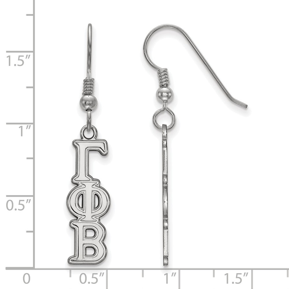Alternate view of the Sterling Silver Gamma Phi Beta Dangle Small Earrings by The Black Bow Jewelry Co.