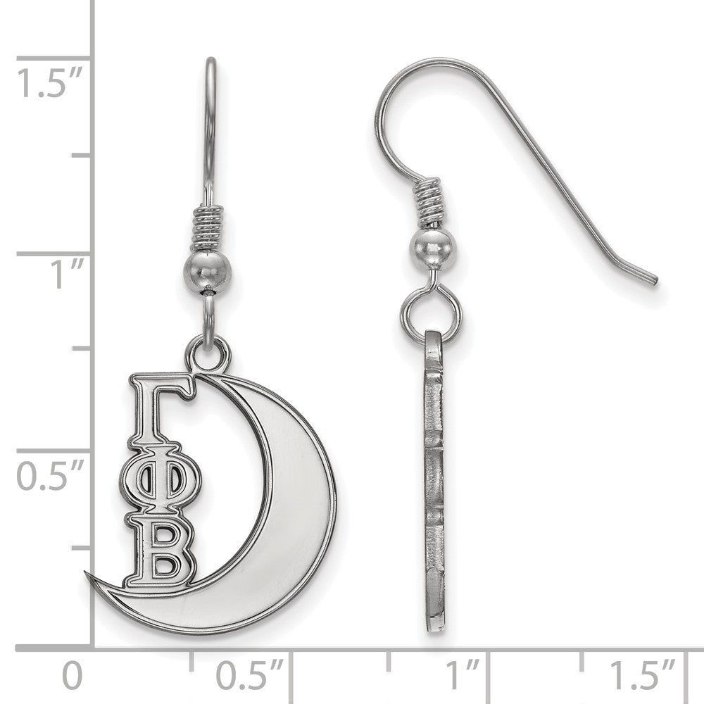 Alternate view of the Sterling Silver Gamma Phi Beta Small Dangle Earrings by The Black Bow Jewelry Co.
