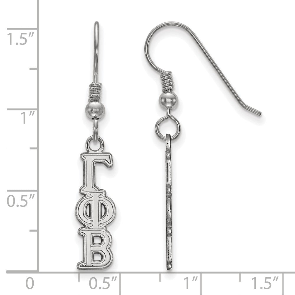 Alternate view of the Sterling Silver Gamma Phi Beta XS Dangle Earrings by The Black Bow Jewelry Co.