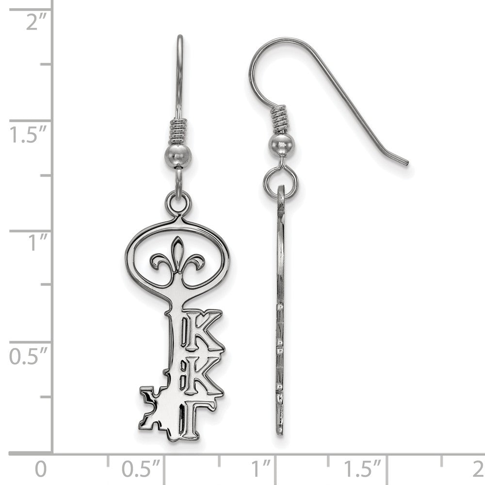 Alternate view of the Sterling Silver Kappa Kappa Gamma Small Dangle Earrings by The Black Bow Jewelry Co.
