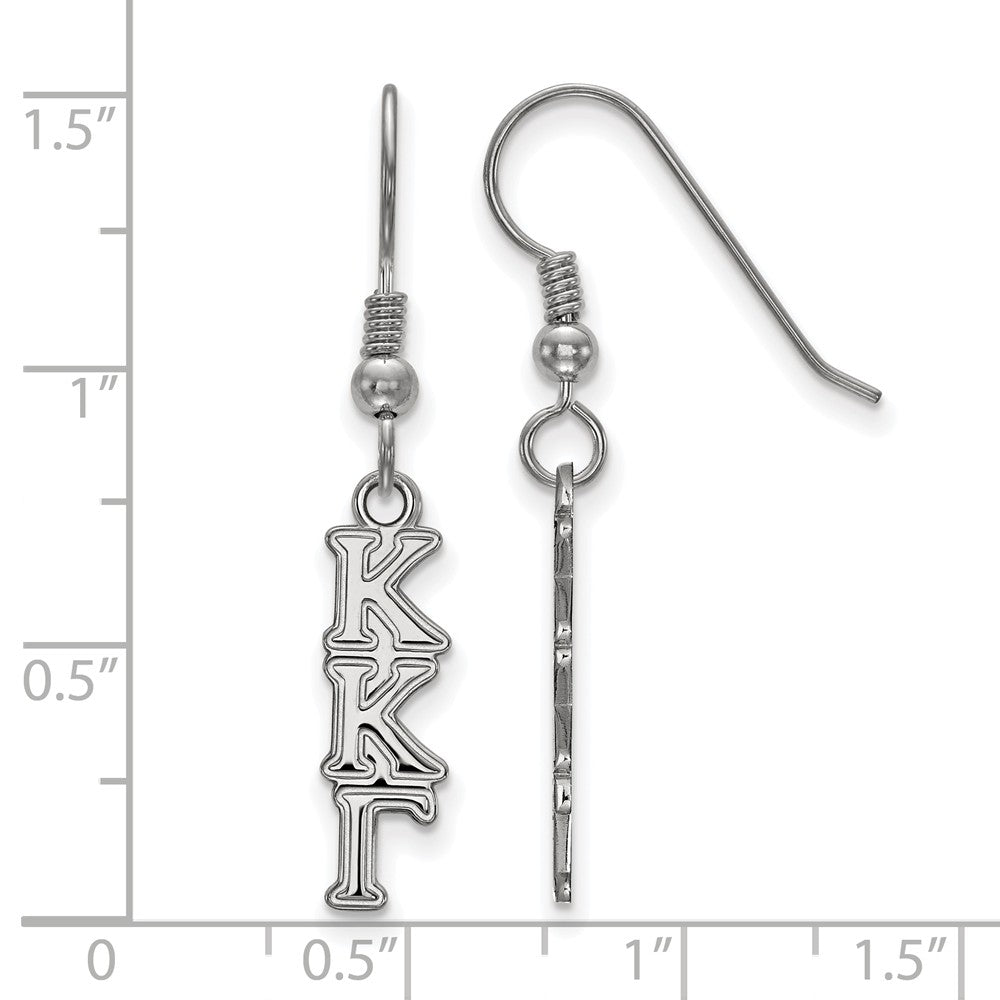 Alternate view of the Sterling Silver Kappa Kappa Gamma XS Dangle Earrings by The Black Bow Jewelry Co.