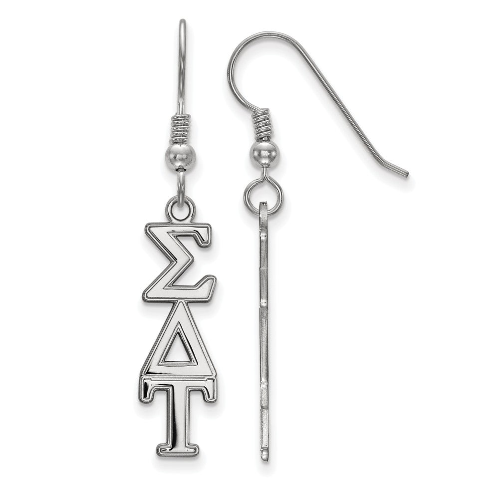 Sterling Silver Sigma Delta Tau Dangle Medium Earrings, Item E17575 by The Black Bow Jewelry Co.