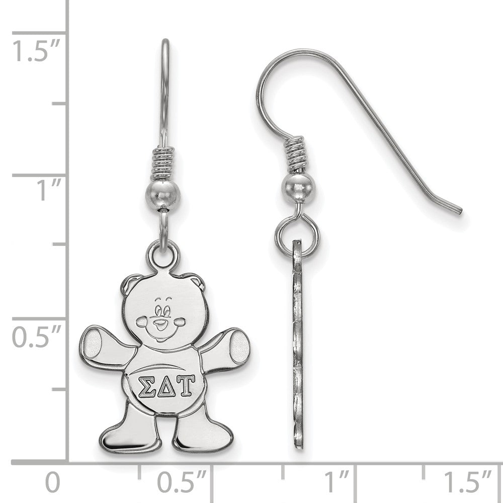 Alternate view of the Sterling Silver Sigma Delta Tau Small Dangle Earrings by The Black Bow Jewelry Co.