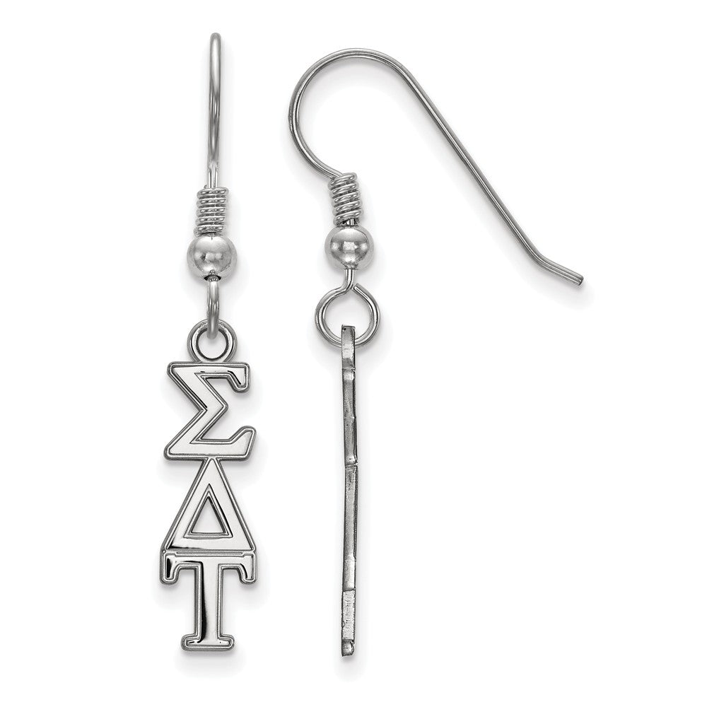 Sterling Silver Sigma Delta Tau XS Dangle Earrings, Item E17577 by The Black Bow Jewelry Co.