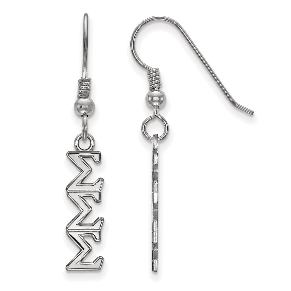 Sterling Silver Small Sigma Sigma Sigma Dangle Earrings, Item E17582 by The Black Bow Jewelry Co.
