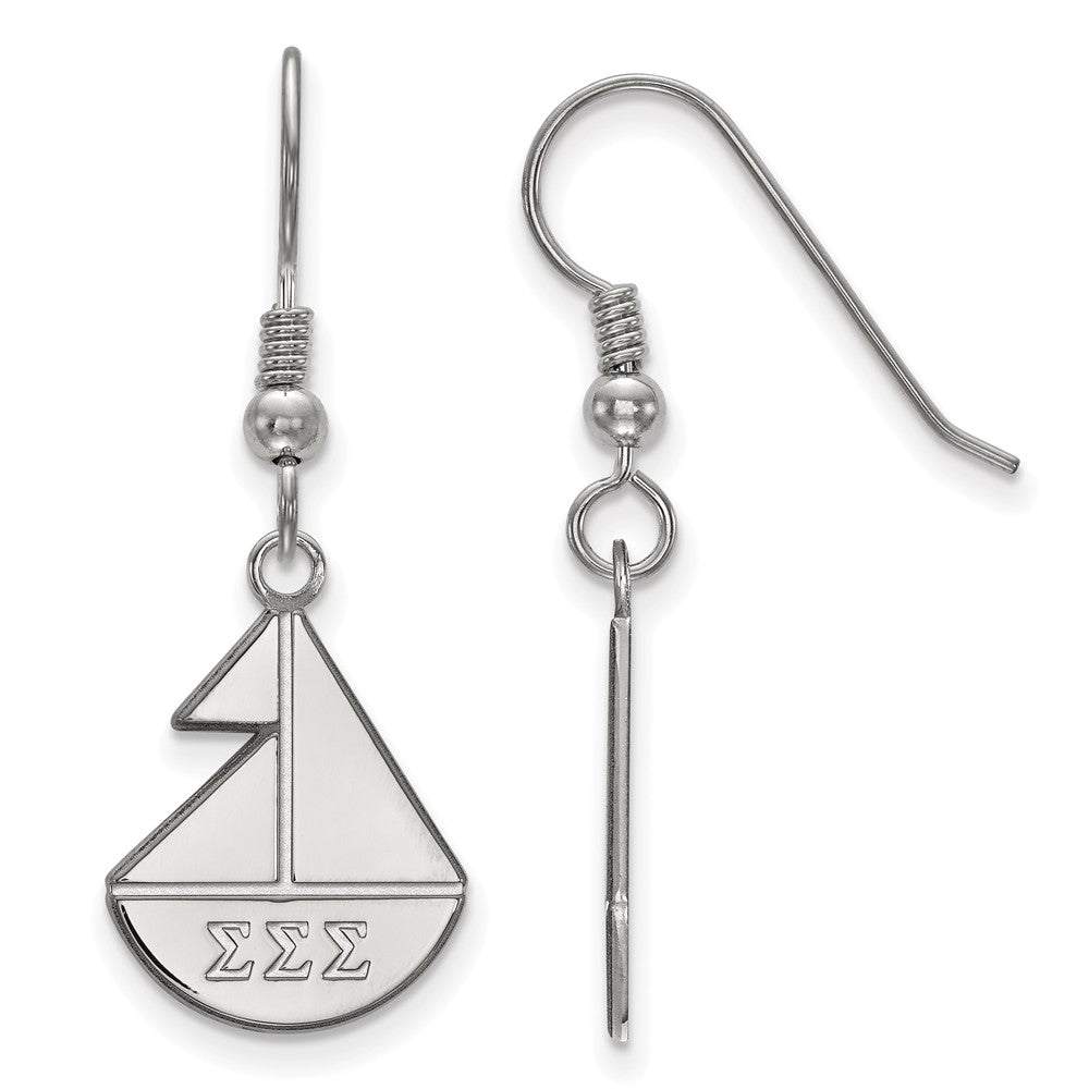Sterling Silver Sigma Sigma Sigma Small Dangle Earrings, Item E17583 by The Black Bow Jewelry Co.
