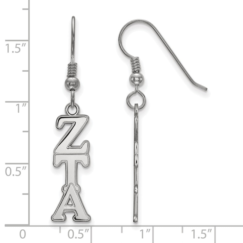Alternate view of the Sterling Silver Zeta Tau Alpha Dangle Medium Earrings by The Black Bow Jewelry Co.
