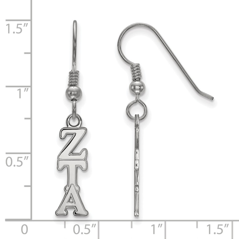 Alternate view of the Sterling Silver Small Zeta Tau Alpha Dangle Earrings by The Black Bow Jewelry Co.