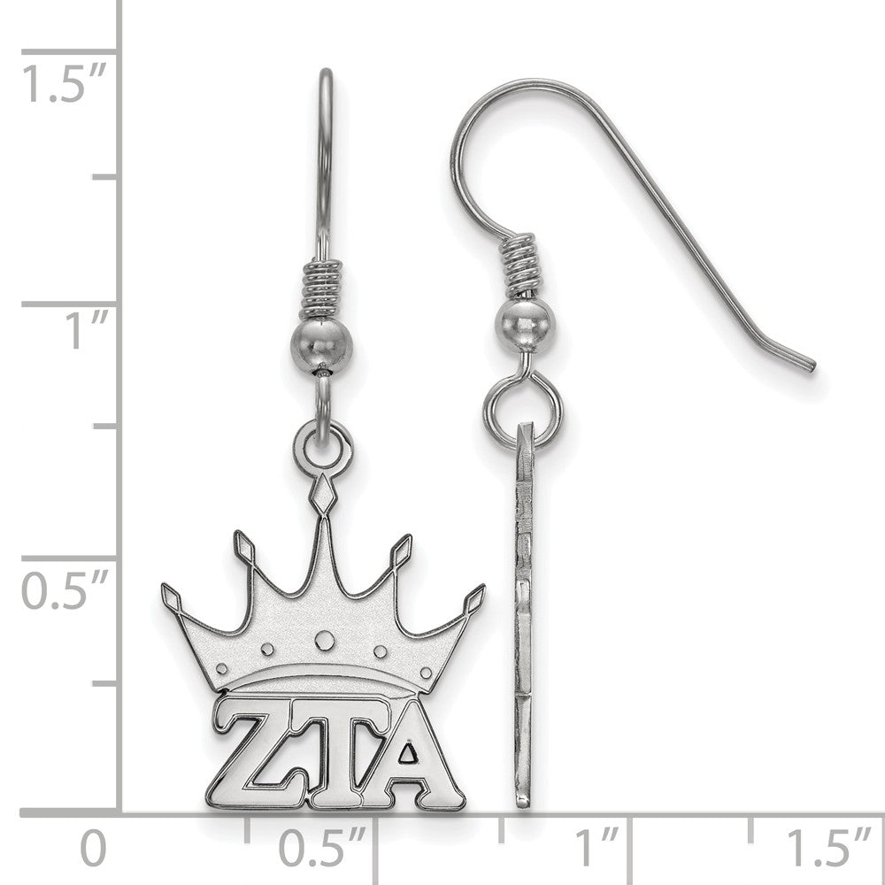 Alternate view of the Sterling Silver Zeta Tau Alpha Small Dangle Earrings by The Black Bow Jewelry Co.