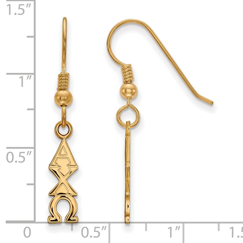 Alternate view of the 14K Plated Silver Alpha Chi Omega Small Dangle Earrings by The Black Bow Jewelry Co.