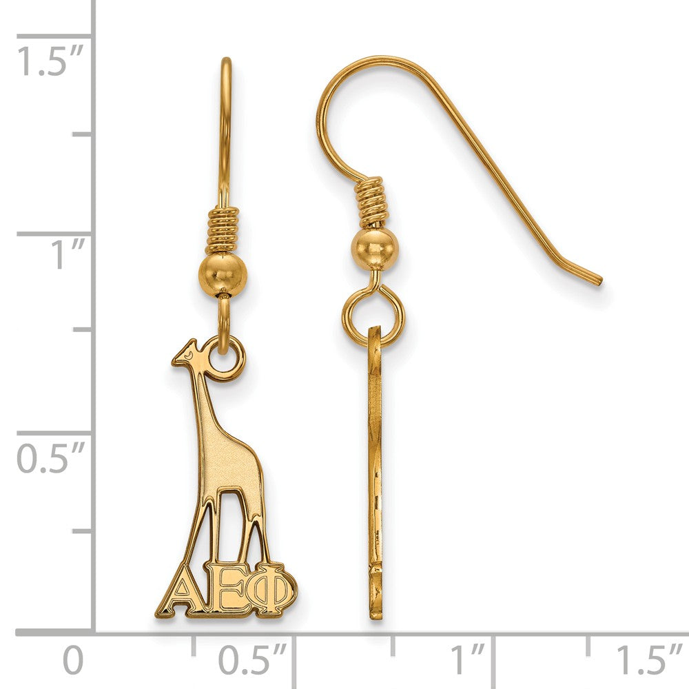 Alternate view of the 14K Plated Silver Alpha Epsilon Phi Small Dangle Earrings by The Black Bow Jewelry Co.