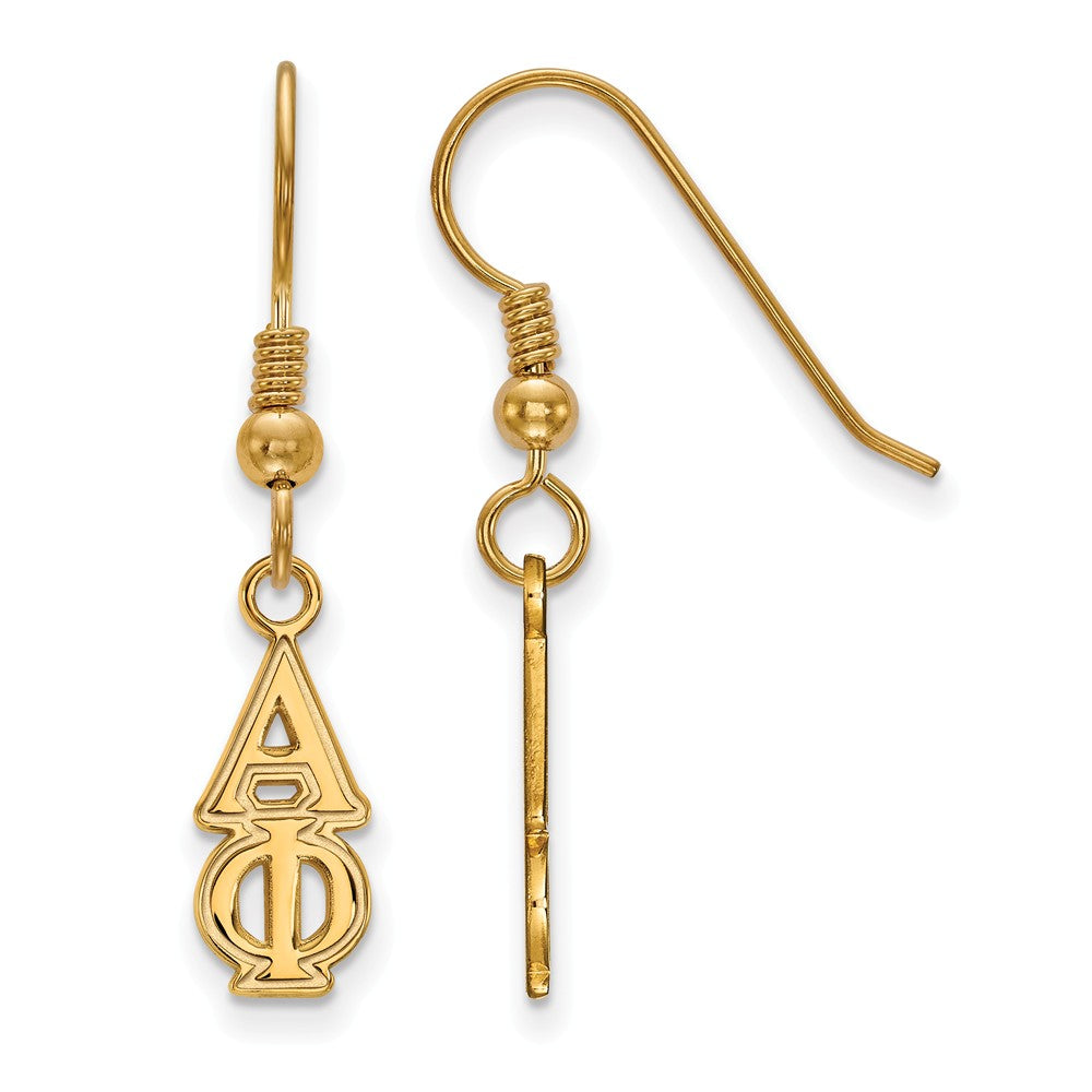 14K Plated Silver Small Alpha Phi Dangle Earrings, Item E17606 by The Black Bow Jewelry Co.