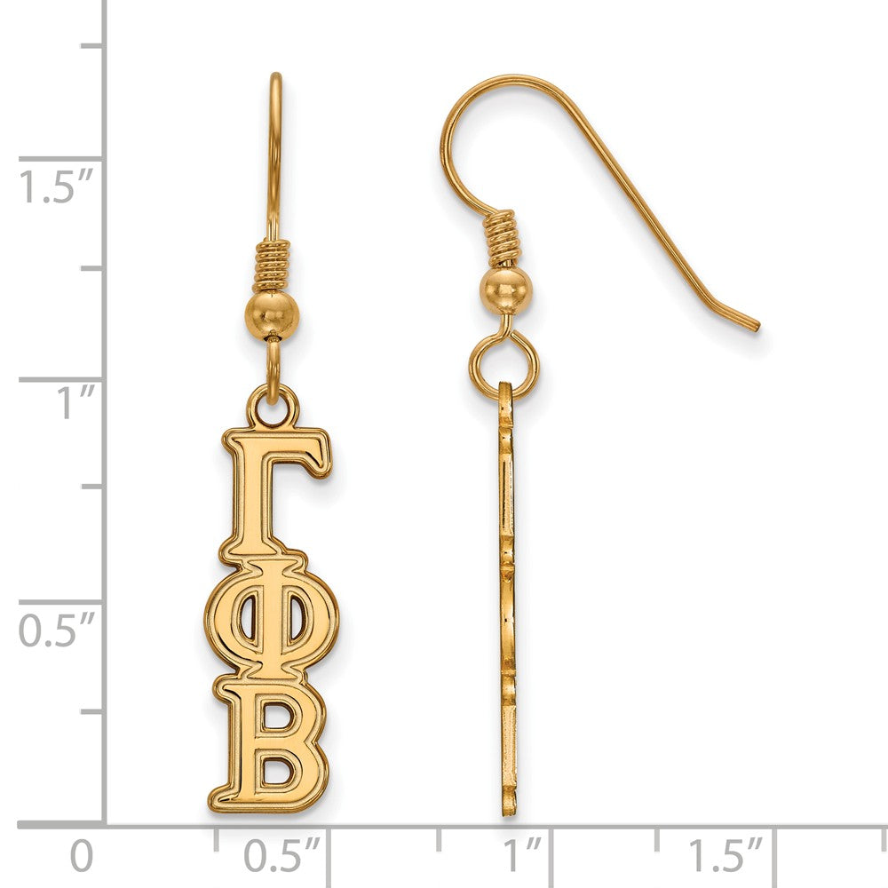 Alternate view of the 14K Plated Silver Gamma Phi Beta Dangle Small Earrings by The Black Bow Jewelry Co.