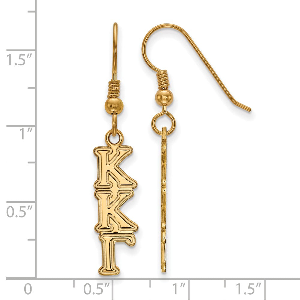 Alternate view of the 14K Plated Silver Kappa Kappa Gamma Dangle Small Earrings by The Black Bow Jewelry Co.