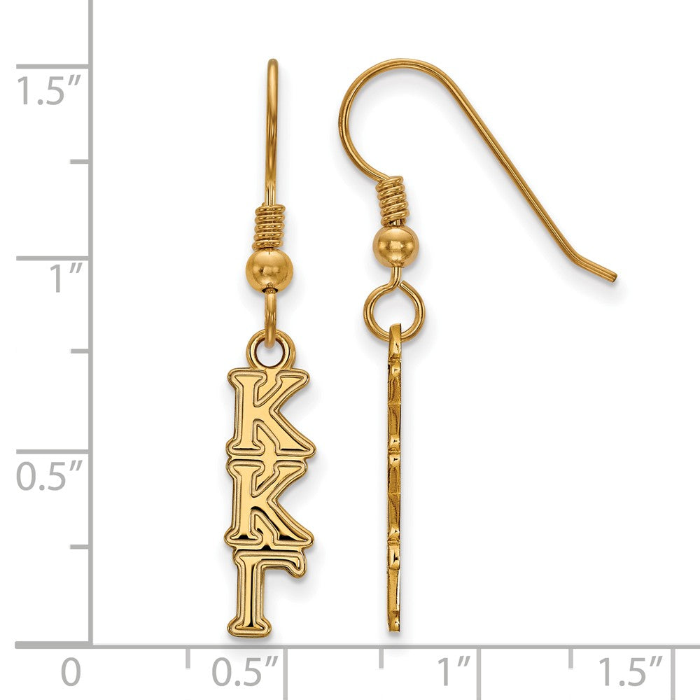 Alternate view of the 14K Plated Silver Kappa Kappa Gamma XS Dangle Earrings by The Black Bow Jewelry Co.