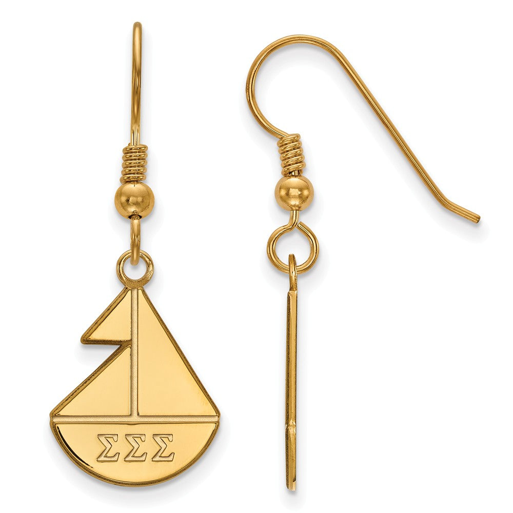 14K Plated Silver Sigma Sigma Sigma Small Dangle Earrings, Item E17661 by The Black Bow Jewelry Co.