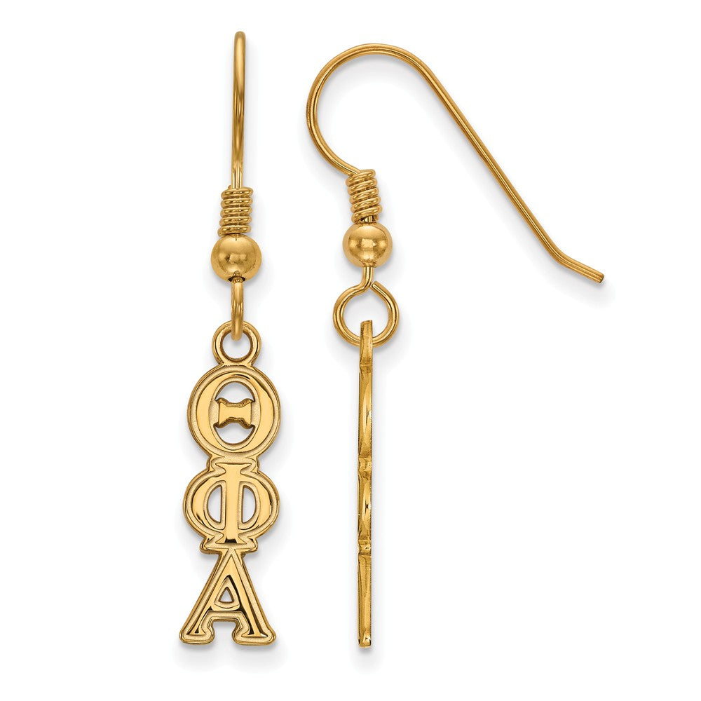 14K Plated Silver Theta Phi Alpha Dangle Small Earrings, Item E17662 by The Black Bow Jewelry Co.