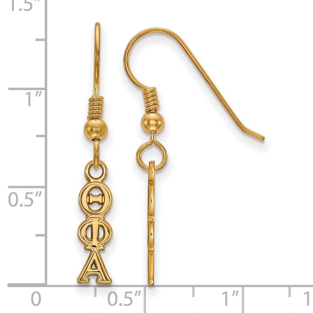 Alternate view of the 14K Plated Silver Theta Phi Alpha XS Dangle Earrings by The Black Bow Jewelry Co.
