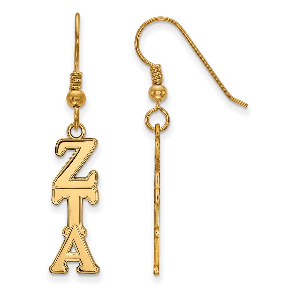 14K Plated Silver Zeta Tau Alpha Dangle Medium Earrings, Item E17665 by The Black Bow Jewelry Co.