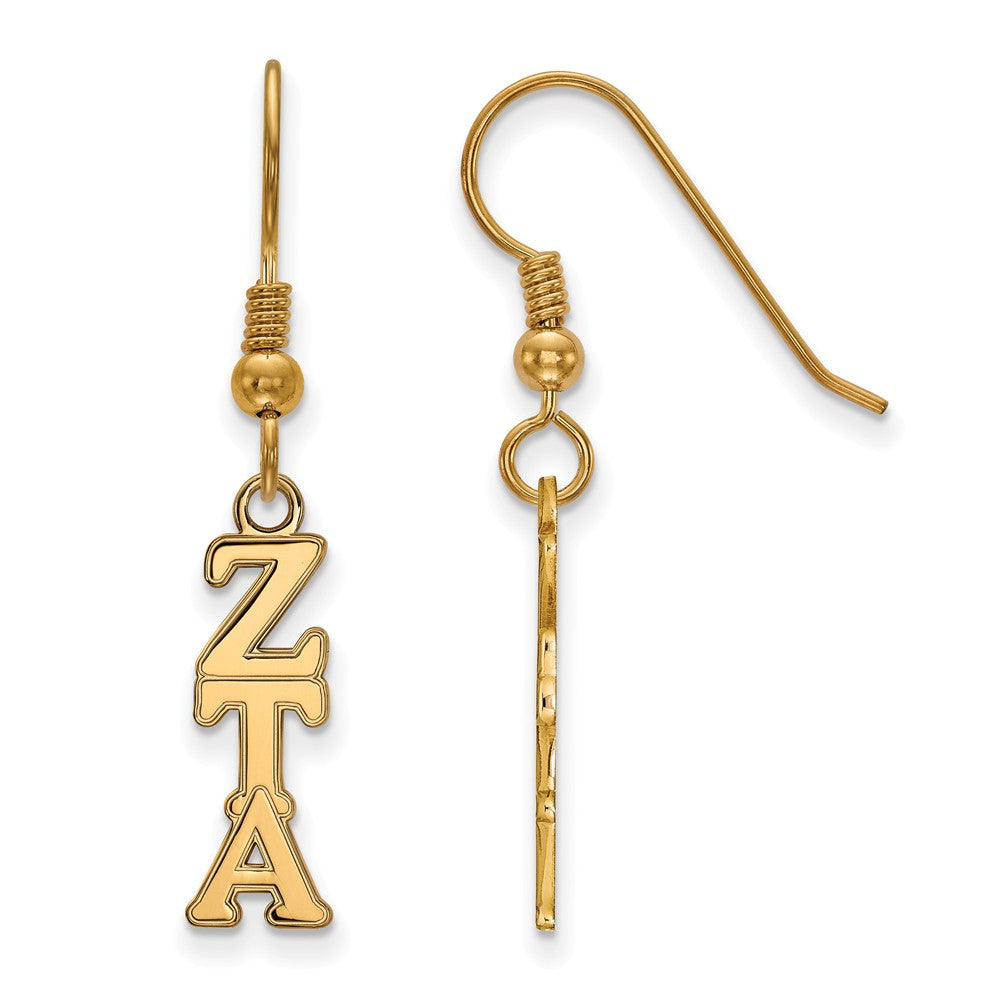 14K Plated Silver Small Zeta Tau Alpha Dangle Earrings, Item E17666 by The Black Bow Jewelry Co.