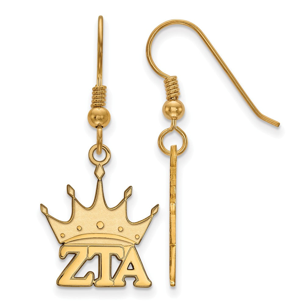 14K Plated Silver Zeta Tau Alpha Small Dangle Earrings, Item E17667 by The Black Bow Jewelry Co.