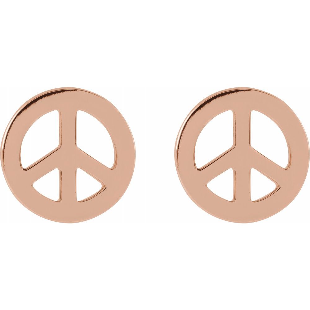14k Yellow, White or Rose Gold Tiny Peace Post Earrings, 8mm, Item E17670 by The Black Bow Jewelry Co.