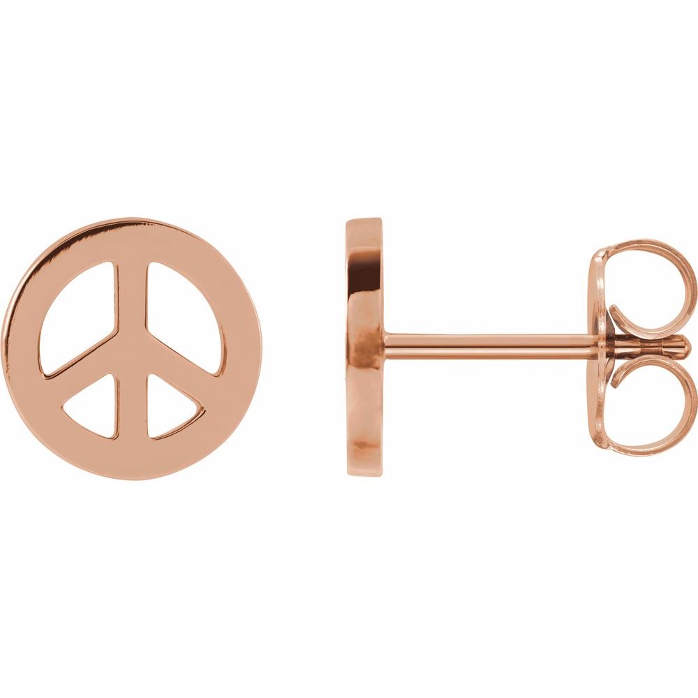 Alternate view of the 14k Rose Gold Tiny Peace Post Earrings, 8mm by The Black Bow Jewelry Co.