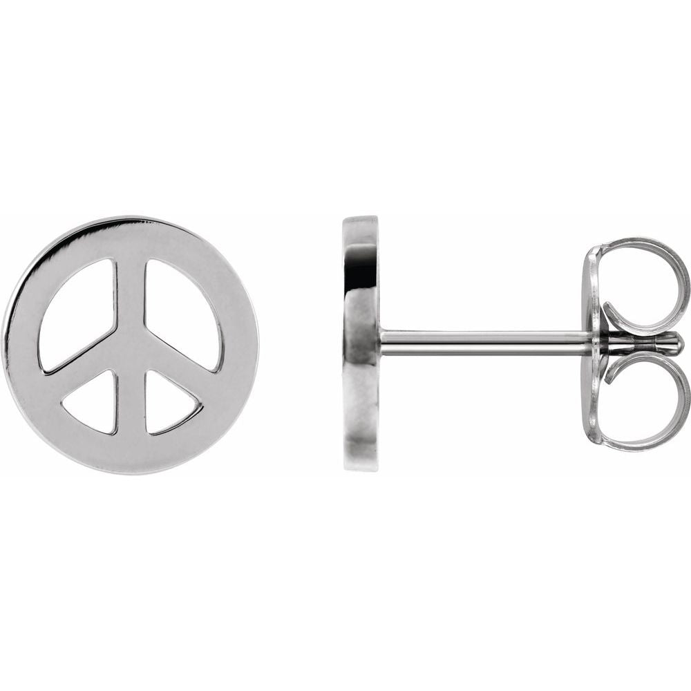 Alternate view of the 14k White Gold Tiny Peace Post Earrings, 8mm by The Black Bow Jewelry Co.