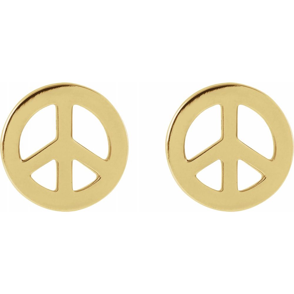 Alternate view of the 14k Yellow, White or Rose Gold Tiny Peace Post Earrings, 8mm by The Black Bow Jewelry Co.